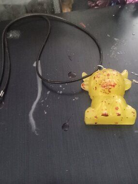 Handmade Yellow and Red Highland Cow Necklace